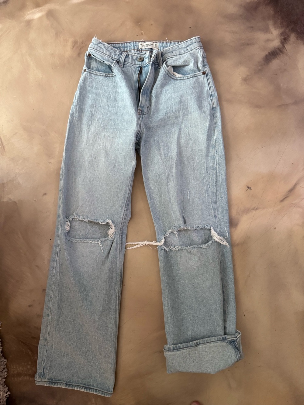 Abercrombie & Fitch Light Blue Boyfriend Distressed Jeans